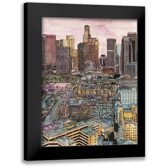 Wang, Melissa 15x18 Black Modern Framed Museum Art Print Titled - US Cityscape-Los Angeles