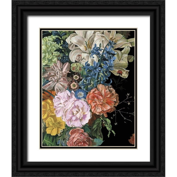 Wang, Melissa 15x18 Black Ornate Wood Framed with Double Matting Museum Art Print Titled - Baroque Floral II