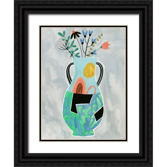 Wang, Melissa 15x18 Black Ornate Wood Framed with Double Matting Museum Art Print Titled - Collage Vase I