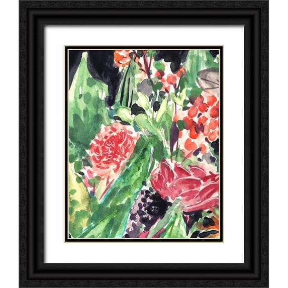 Wang, Melissa 15x18 Black Ornate Wood Framed with Double Matting Museum Art Print Titled - Garden Fest I