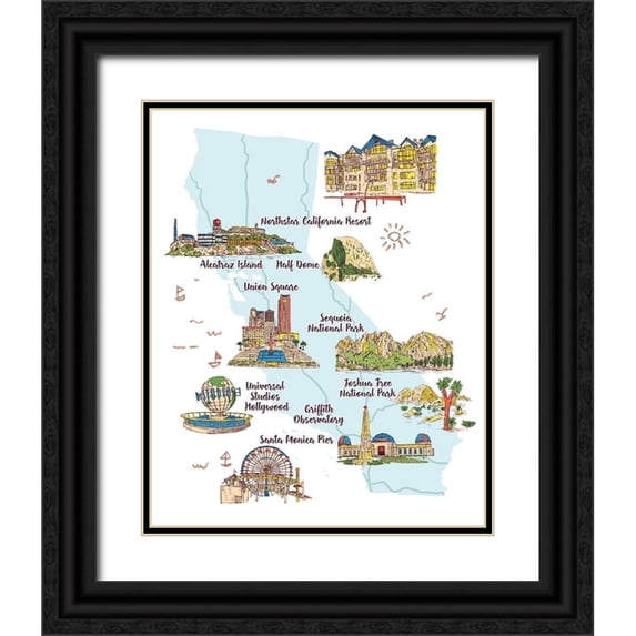 Wang, Melissa 15x18 Black Ornate Wood Framed with Double Matting Museum Art Print Titled - Going to California I