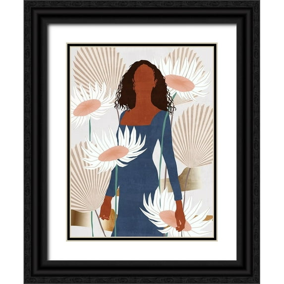 Wang, Melissa 15x18 Black Ornate Wood Framed with Double Matting Museum Art Print Titled - Sun Kissed Woman I