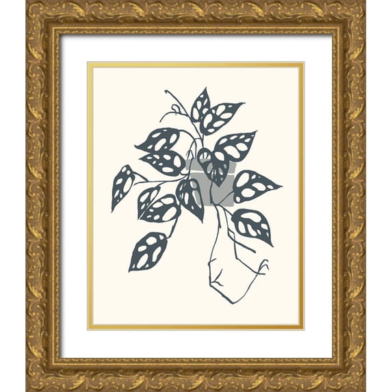 Wang, Melissa 15x18 Gold Ornate Wood Framed with Double Matting Museum Art Print Titled - Growing Leaves III
