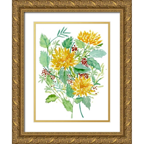 Wang, Melissa 15x18 Gold Ornate Wood Framed with Double Matting Museum Art Print Titled - Joyful Movement II
