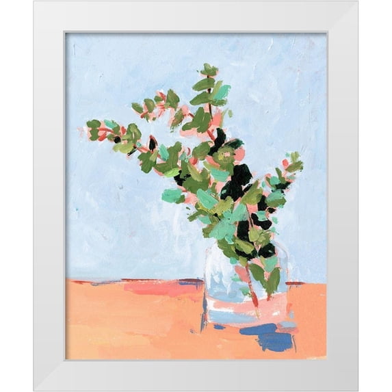 Wang, Melissa 15x18 White Modern Wood Framed Museum Art Print Titled - Baby Blue Eucalyptus I