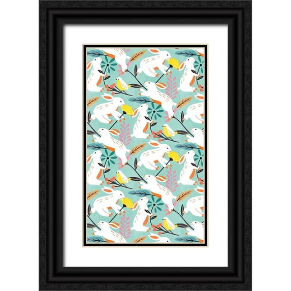 Wang, Melissa 16x24 Black Ornate Wood Framed with Double Matting Museum Art Print Titled - Easter Bunnies Collection E