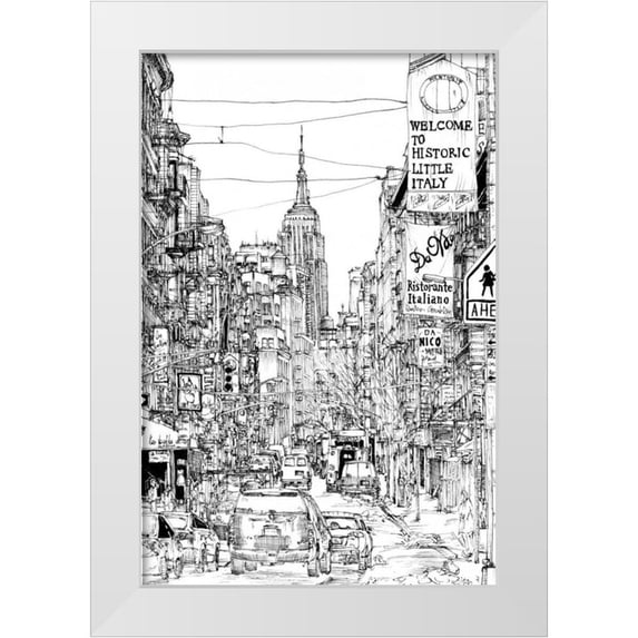 Wang, Melissa 17x24 White Modern Wood Framed Museum Art Print Titled - BandW City Scene II