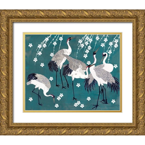 Wang, Melissa 18x15 Gold Ornate Wood Framed with Double Matting Museum Art Print Titled - Crane at Night II
