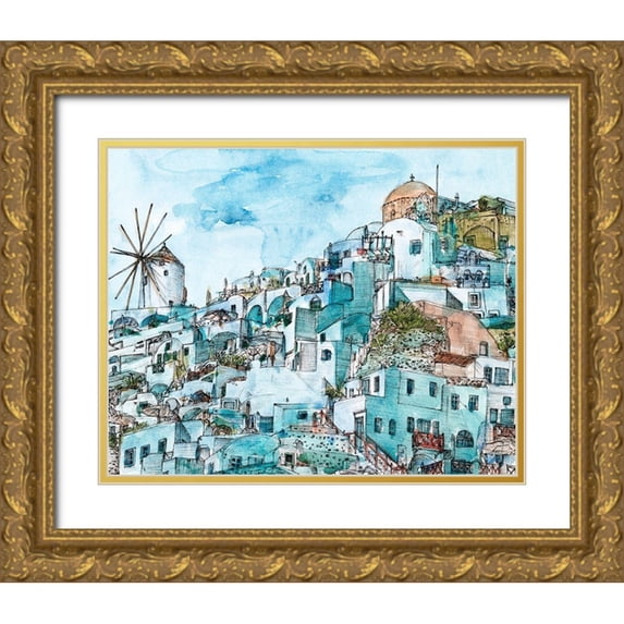 Wang, Melissa 18x15 Gold Ornate Wood Framed with Double Matting Museum Art Print Titled - Secret Greece II