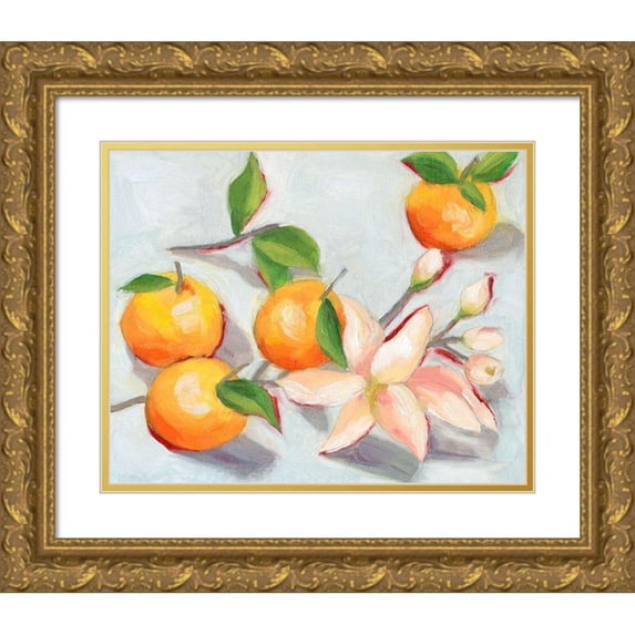 Wang, Melissa 18x15 Gold Ornate Wood Framed with Double Matting Museum Art Print Titled - Tangerine Blossoms I