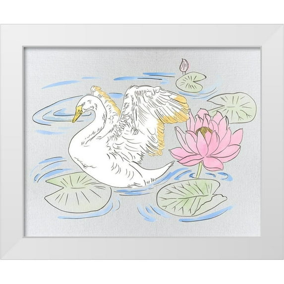Wang, Melissa 18x15 White Modern Wood Framed Museum Art Print Titled - Swan Lake Song I