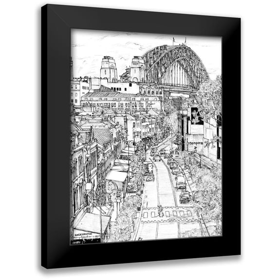 Wang, Melissa 19x24 Black Modern Framed Museum Art Print Titled - City in Black and White II