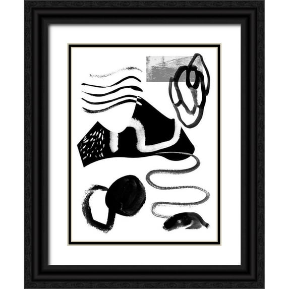 Wang, Melissa 19x24 Black Ornate Wood Framed with Double Matting Museum Art Print Titled - Memory Impressions I