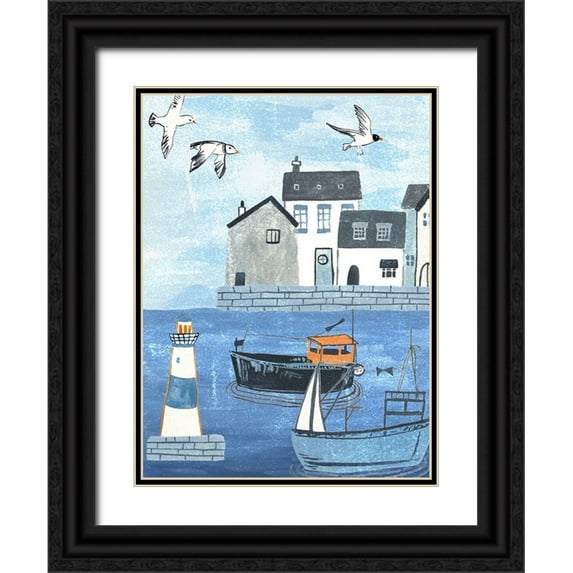 Wang, Melissa 19x24 Black Ornate Wood Framed with Double Matting Museum Art Print Titled - Sailors Rest IV