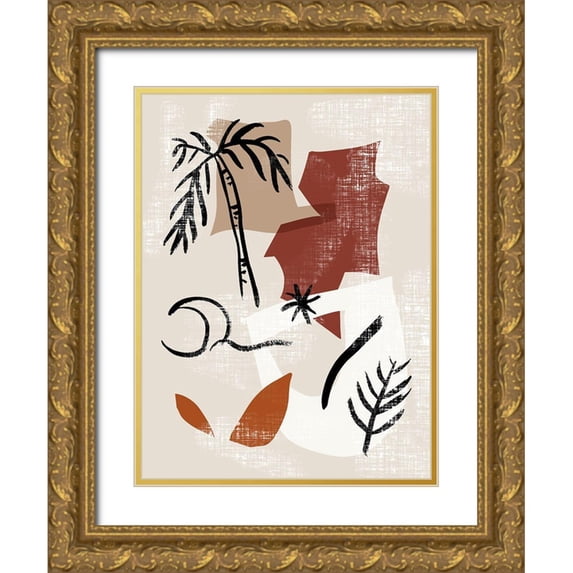 Wang, Melissa 19x24 Gold Ornate Wood Framed with Double Matting Museum Art Print Titled - Soft Palms I