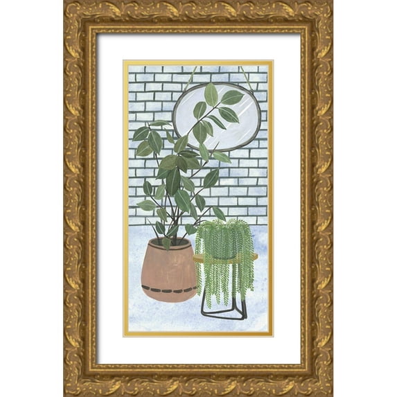 Wang, Melissa 19x32 Gold Ornate Wood Framed with Double Matting Museum Art Print Titled - Mes Plantes Collection B