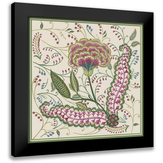 Wang, Melissa 20x20 Black Modern Framed Museum Art Print Titled - Chintz Composition I