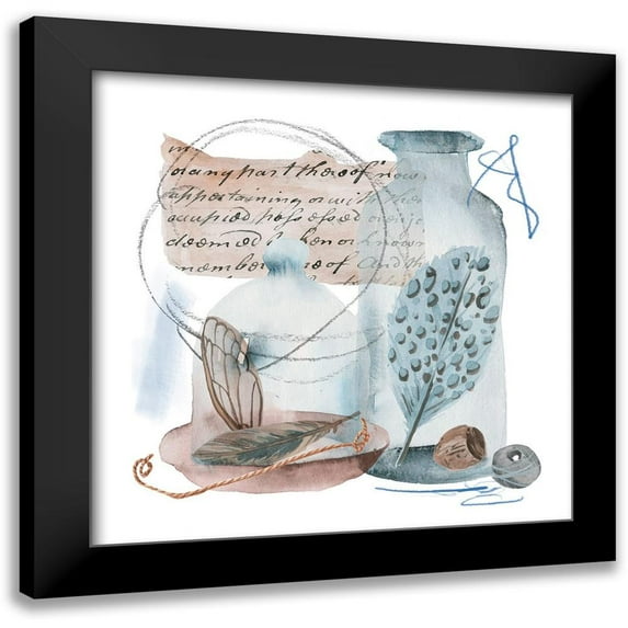 Wang, Melissa 20x20 Black Modern Framed Museum Art Print Titled - Message in a Bottle II