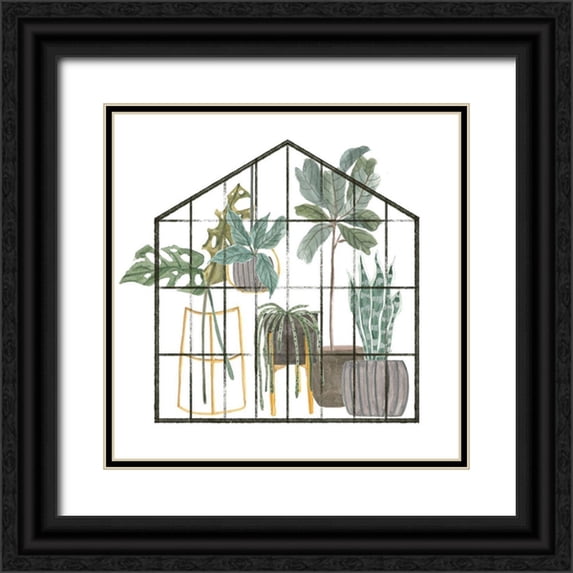 Wang, Melissa 20x20 Black Ornate Wood Framed with Double Matting Museum Art Print Titled - My Greenhouse II