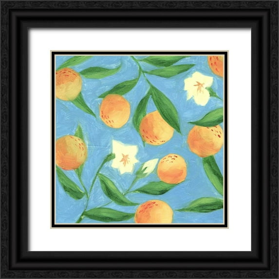 Wang, Melissa 20x20 Black Ornate Wood Framed with Double Matting Museum Art Print Titled - Sweet Tangerine I