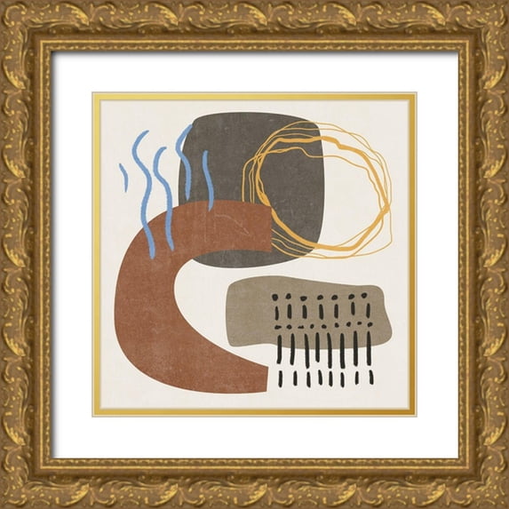 Wang, Melissa 20x20 Gold Ornate Wood Framed with Double Matting Museum Art Print Titled - Blue Stream I