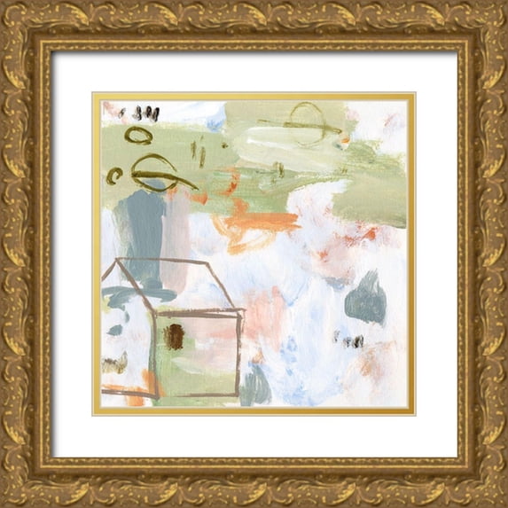 Wang, Melissa 20x20 Gold Ornate Wood Framed with Double Matting Museum Art Print Titled - Hopscotch Doodles III