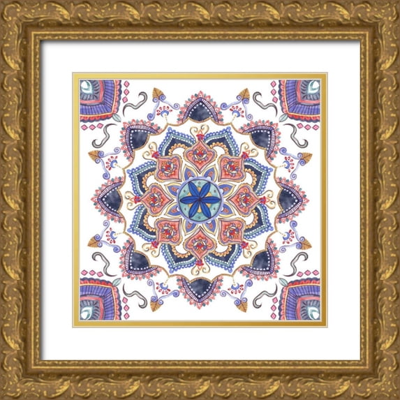 Wang, Melissa 20x20 Gold Ornate Wood Framed with Double Matting Museum Art Print Titled - Mandala Meditation IV