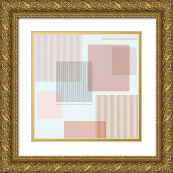 Wang, Melissa 20x20 Gold Ornate Wood Framed with Double Matting Museum Art Print Titled - Soothing Fields IV
