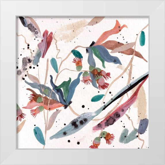 Wang, Melissa 20x20 White Modern Wood Framed Museum Art Print Titled - Contemporary Floral Composition III