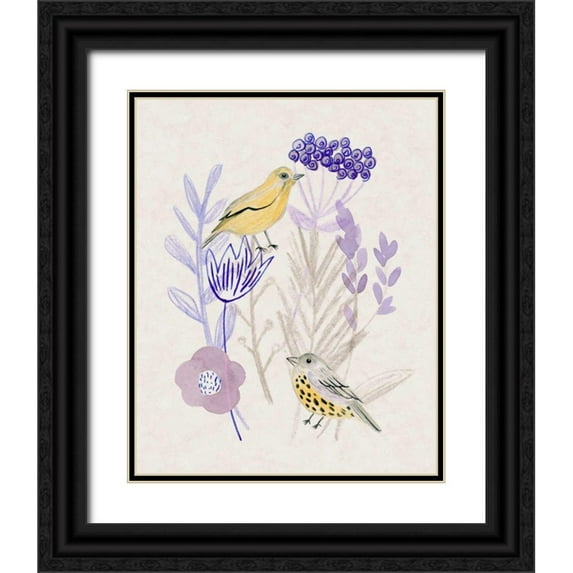 Wang, Melissa 20x24 Black Ornate Wood Framed with Double Matting Museum Art Print Titled - Meander in Violet I