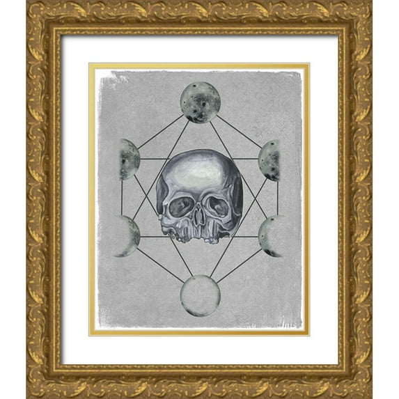 Wang, Melissa 20x24 Gold Ornate Wood Framed with Double Matting Museum Art Print Titled - Moon Phases I