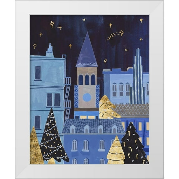 Wang, Melissa 20x24 White Modern Wood Framed Museum Art Print Titled - Holiday Night II
