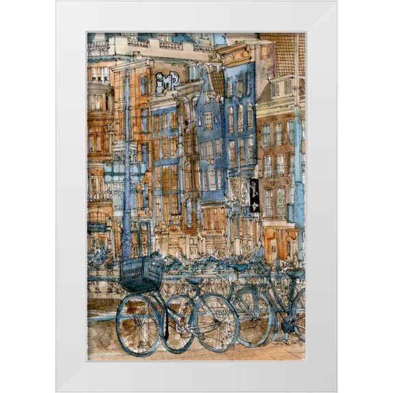Wang, Melissa 23x32 White Modern Wood Framed Museum Art Print Titled - City Scene I