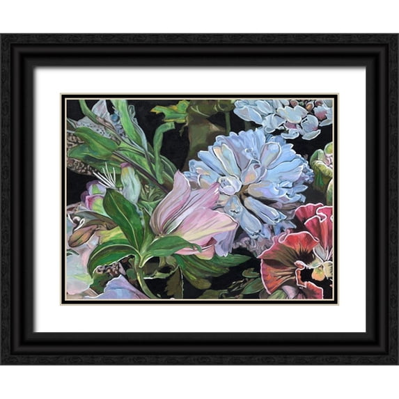 Wang, Melissa 24x19 Black Ornate Wood Framed with Double Matting Museum Art Print Titled - Dark Velvet II
