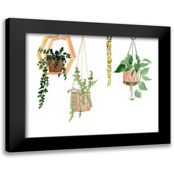 Wang, Melissa 24x20 Black Modern Framed Museum Art Print Titled - Hanging Greens III