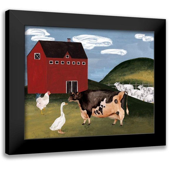 Wang, Melissa 24x20 Black Modern Framed Museum Art Print Titled - Red Cottage I