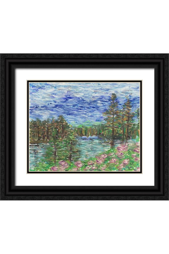 Wang, Melissa 24x20 Black Ornate Wood Framed with Double Matting Museum Art Print Titled - Burnt Lake I