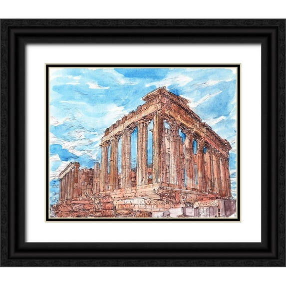 Wang, Melissa 24x20 Black Ornate Wood Framed with Double Matting Museum Art Print Titled - Secret Greece I