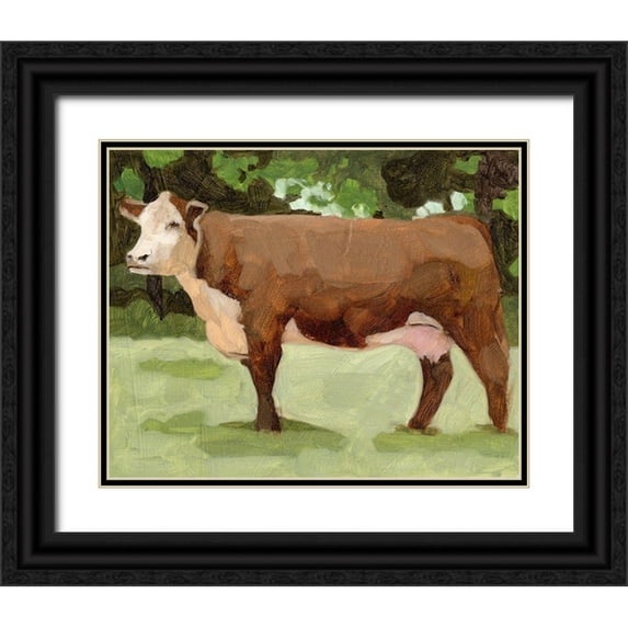 Wang, Melissa 24x20 Black Ornate Wood Framed with Double Matting Museum Art Print Titled - Wandering Fields II