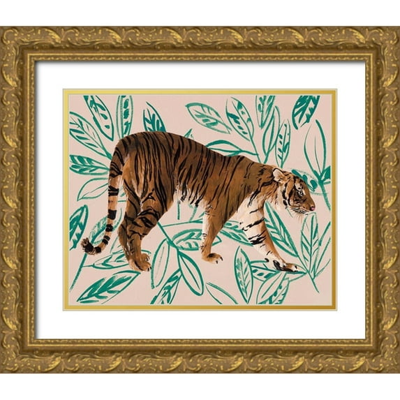 Wang, Melissa 24x20 Gold Ornate Wood Framed with Double Matting Museum Art Print Titled - Tigre de Siberie I