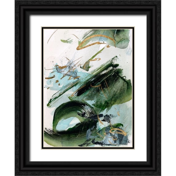 Wang, Melissa 25x32 Black Ornate Wood Framed with Double Matting Museum Art Print Titled - Dark Emerald IV