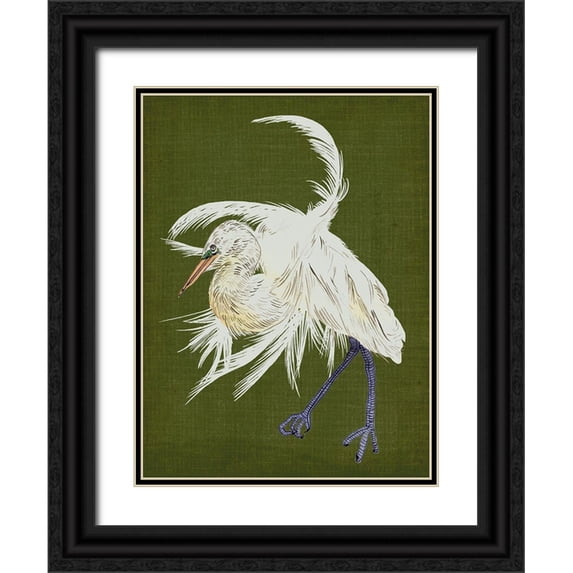 Wang, Melissa 25x32 Black Ornate Wood Framed with Double Matting Museum Art Print Titled - Heron Plumage II
