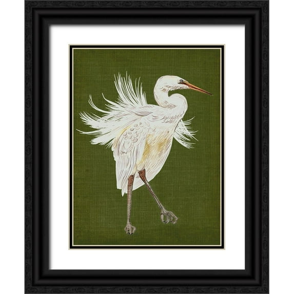 Wang, Melissa 25x32 Black Ornate Wood Framed with Double Matting Museum Art Print Titled - Heron Plumage I
