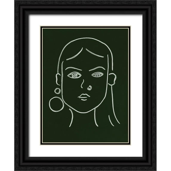 Wang, Melissa 25x32 Black Ornate Wood Framed with Double Matting Museum Art Print Titled - Malachite Portrait IV