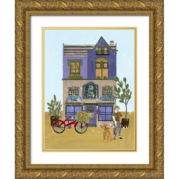 Wang, Melissa 25x32 Gold Ornate Wood Framed with Double Matting Museum Art Print Titled - Local Cafe I