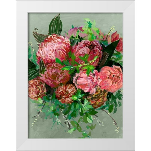 Wang, Melissa 25x32 White Modern Wood Framed Museum Art Print Titled - Vintage Bouquet II