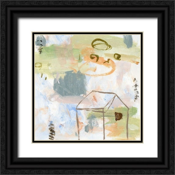 Wang, Melissa 26x26 Black Ornate Wood Framed with Double Matting Museum Art Print Titled - Hopscotch Doodles IV