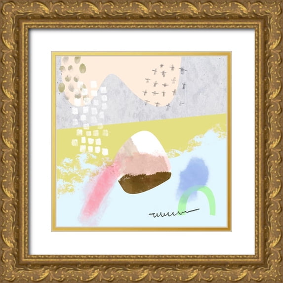 Wang, Melissa 26x26 Gold Ornate Wood Framed with Double Matting Museum Art Print Titled - Autumn Hiking III