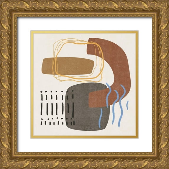Wang, Melissa 26x26 Gold Ornate Wood Framed with Double Matting Museum Art Print Titled - Blue Stream II