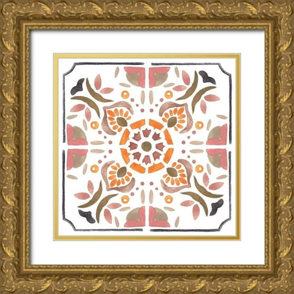 Wang, Melissa 26x26 Gold Ornate Wood Framed with Double Matting Museum Art Print Titled - Summertime Ceramic V